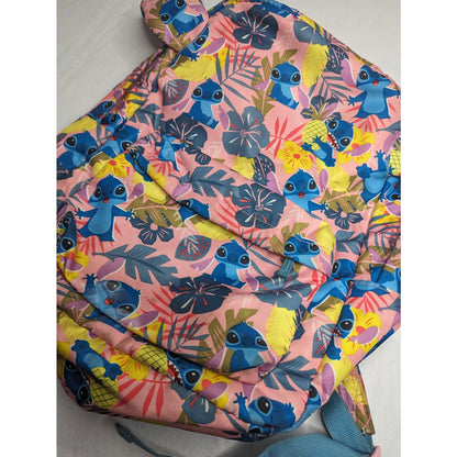 Rare Discontinued Disney Store Lilo and Stitch Backpack w/ Ears Pink Blue Floral