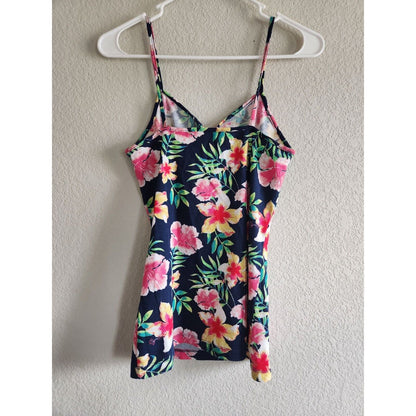 Vintage Y2K No Boundaries Juniors Sz L Ribbed Tank Top Floral V Neck