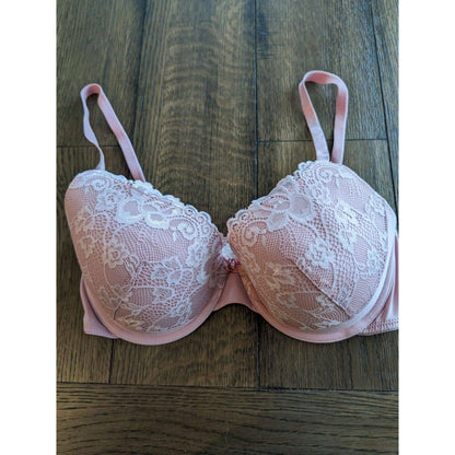 Ambrielle Womens Sz 36D Light Pink Floral Lace T Shirt Bra