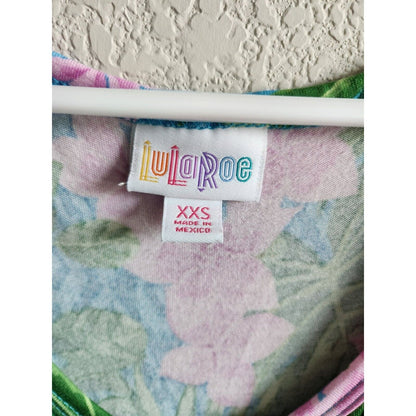 Lularoe Womens Sz XXS Knee Length A Line Dress Pink Green Floral