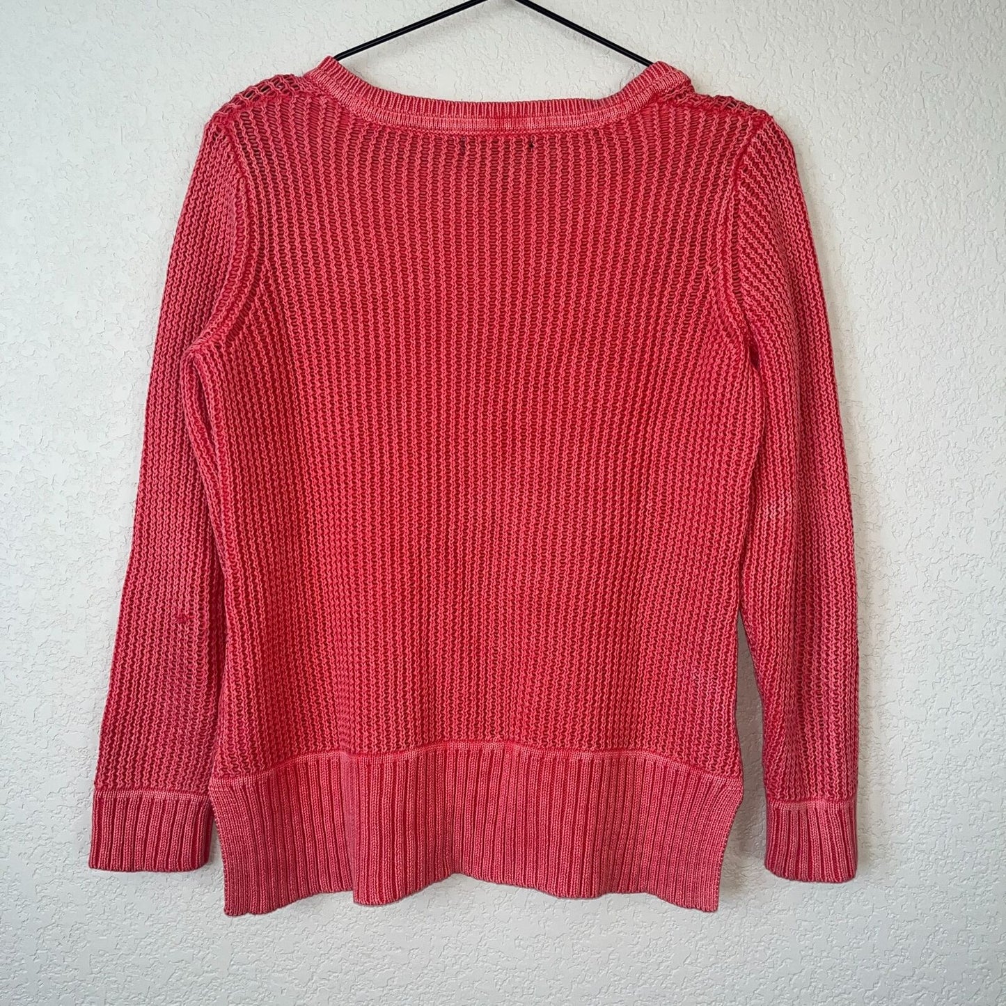 Style & Co Womens Sz PL Petite 100% Cotton Coral Knit Sweater V Neck