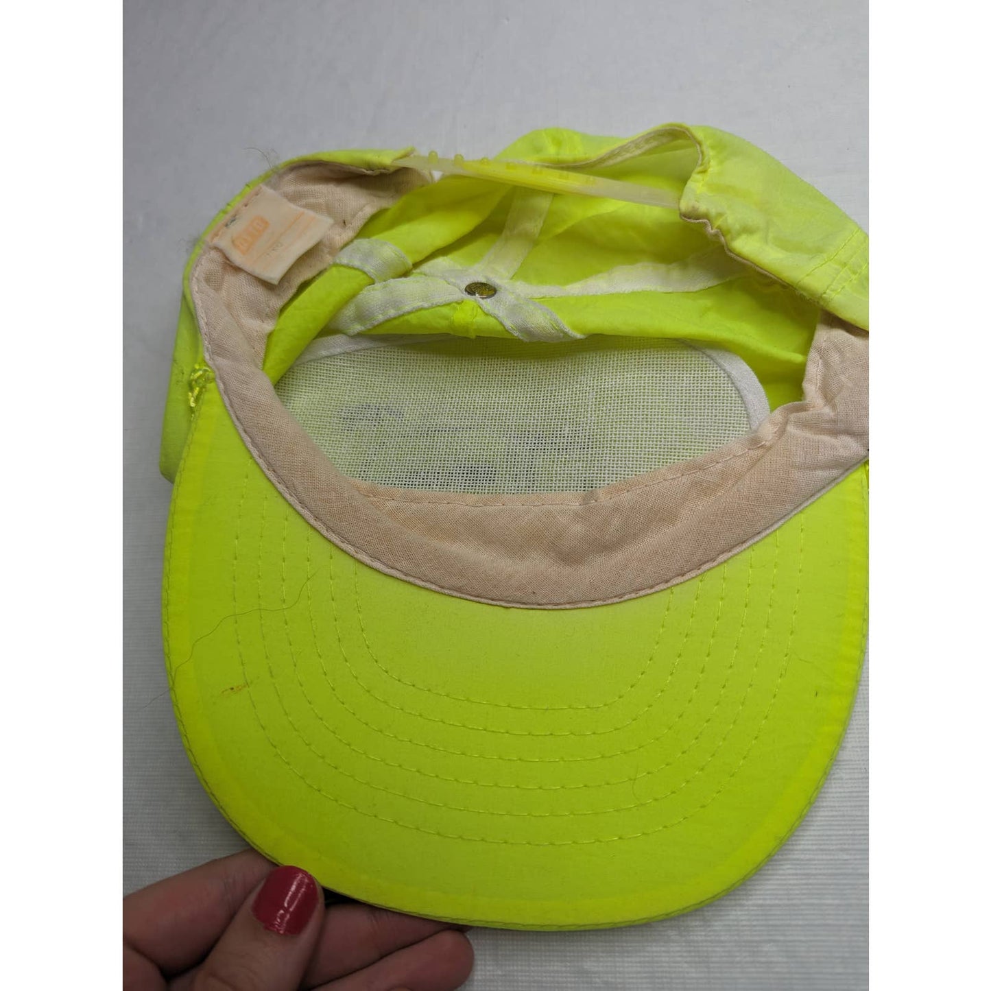 Vintage 1980s Mens Concrete Pipe Snapback Nylon Baseball Hat Neon Yellow