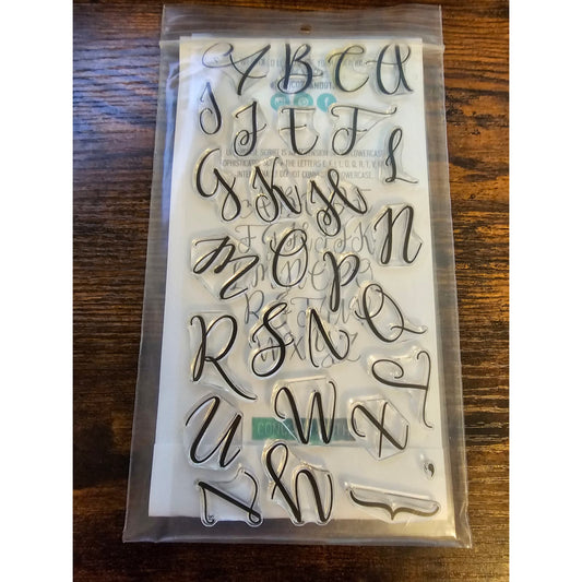 Concord & 9th Sophisticated Script Uppercase Alphabet clear Rubber Stamp Set