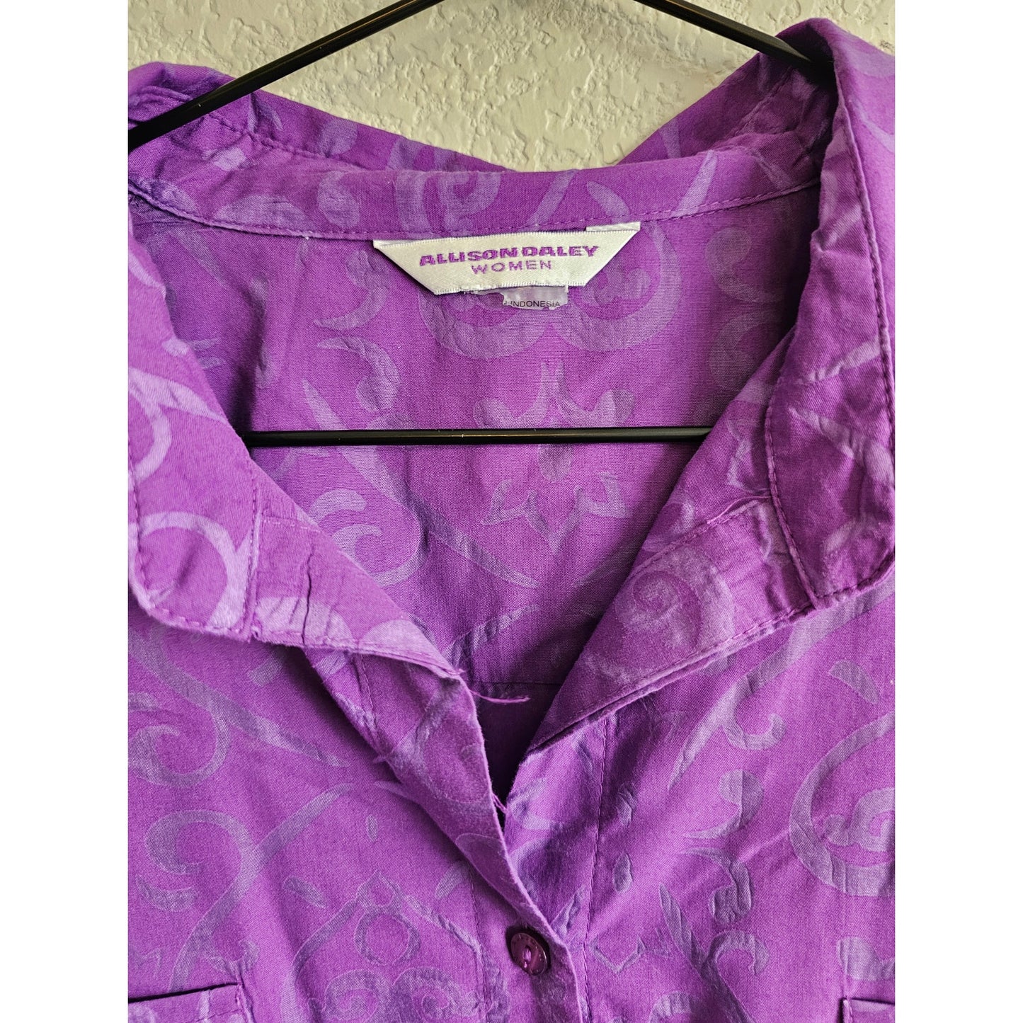 Allison Daley Womens Sz 2XL Long Sleeve Button Up Shirt Purple