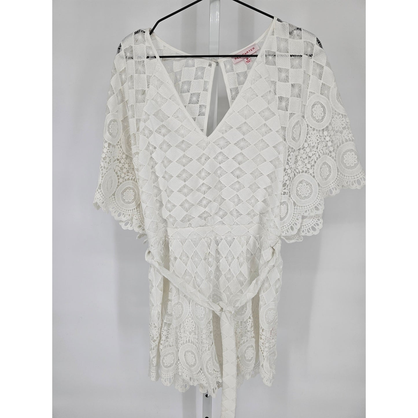 Red Carter Womens Sz M Swimsuit Cover Up White Crochet Lace Boho