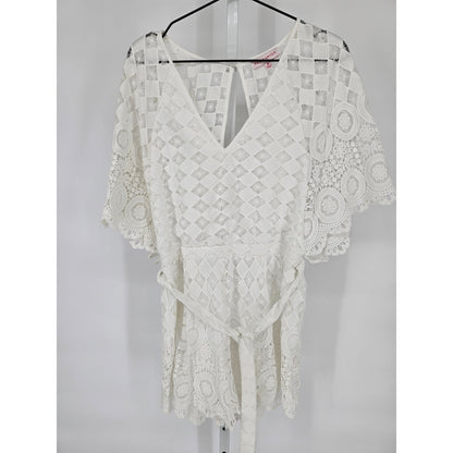 Red Carter Womens Sz M Swimsuit Cover Up White Crochet Lace Boho