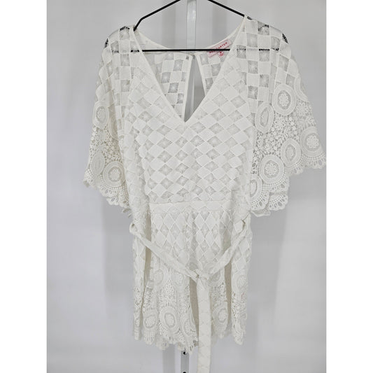 Red Carter Womens Sz M Swimsuit Cover Up White Crochet Lace Boho