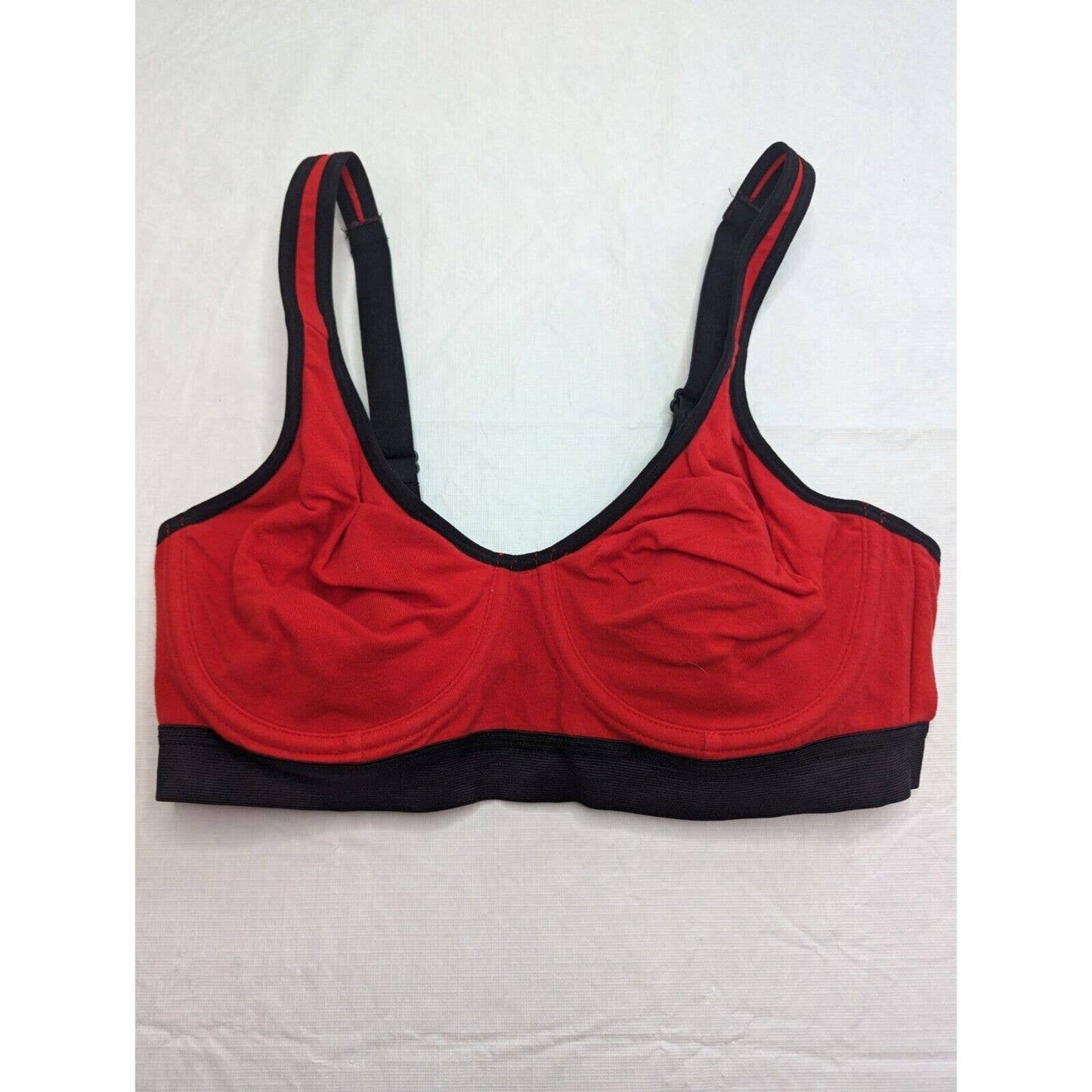 Fruit of the Loom Womens Sz 36C Bright Red Cotton Bra Black Trim