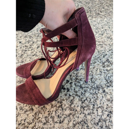 Gianni Bini Womens Sz 10 Purple Suede Leather Strappy High Heels