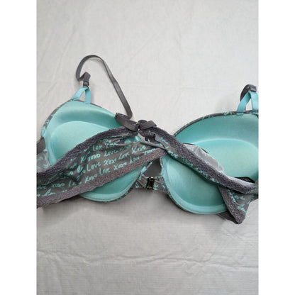 Vintage Y2K XOXO Womens Sz 36C PaddedPush Up Bra Gray and Blue