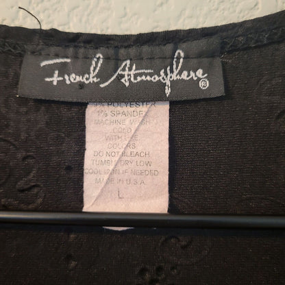 French Atmosphere Womens Sz L A Line Black Quilted Knee Length Dress