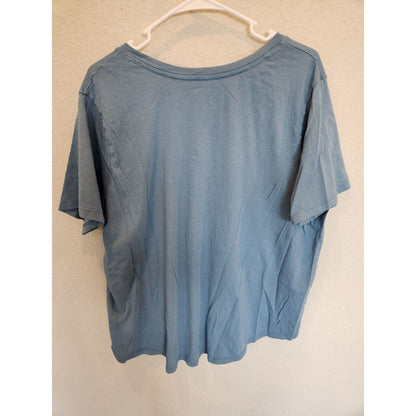 Terra & Sky Womens Sz 2X Slouchy T Shirt Light Blue V Neck