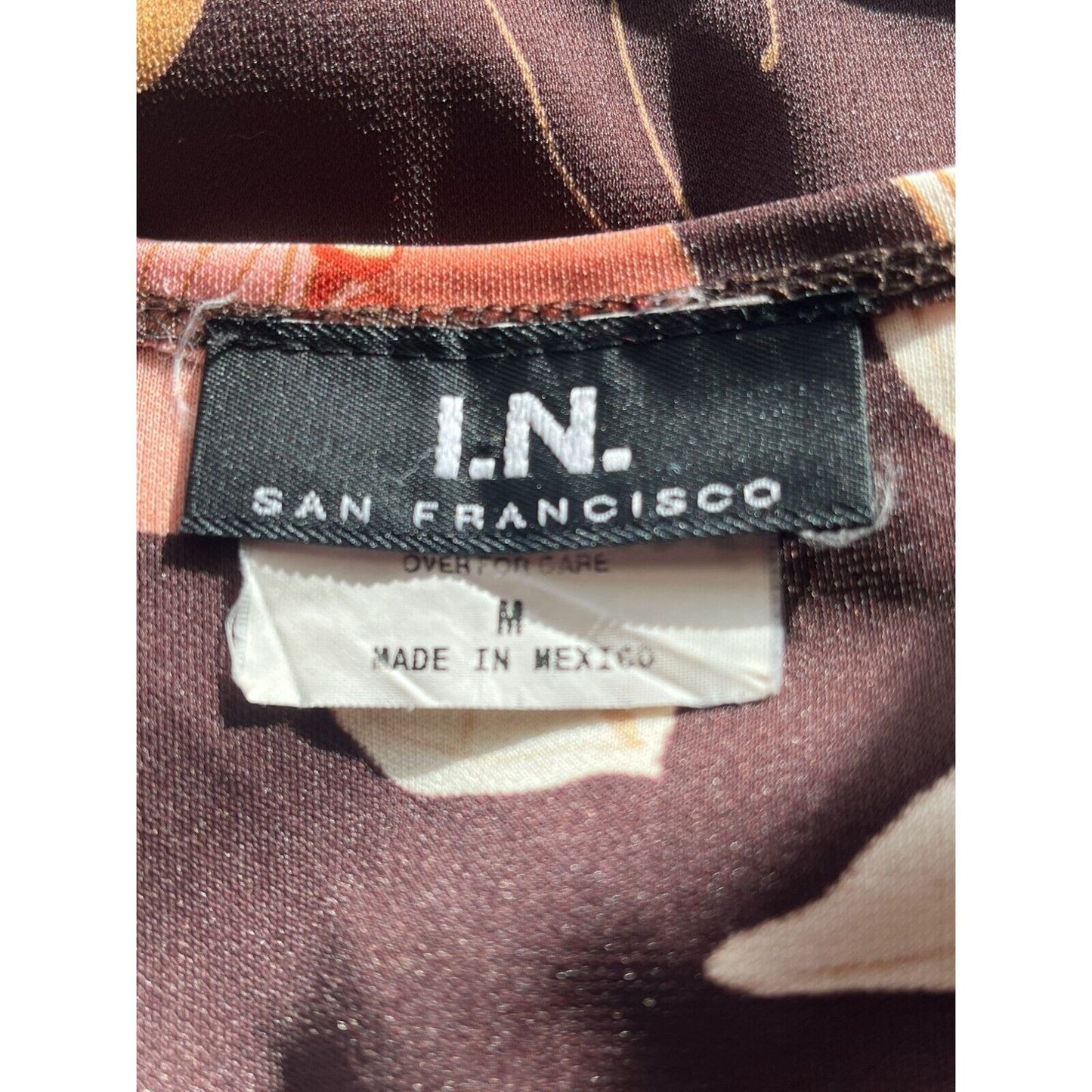 I.N. San Fransisco Womens Sz M Vintage Y2K Midi Dress Brown Floral