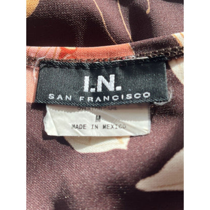 I.N. San Fransisco Womens Sz M Vintage Y2K Midi Dress Brown Floral