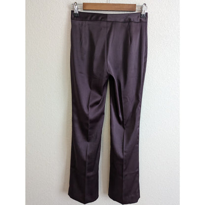 Vintage Y2K IZ Byer Womens Sz 2 Dark Purple Satin Straight Leg Pants