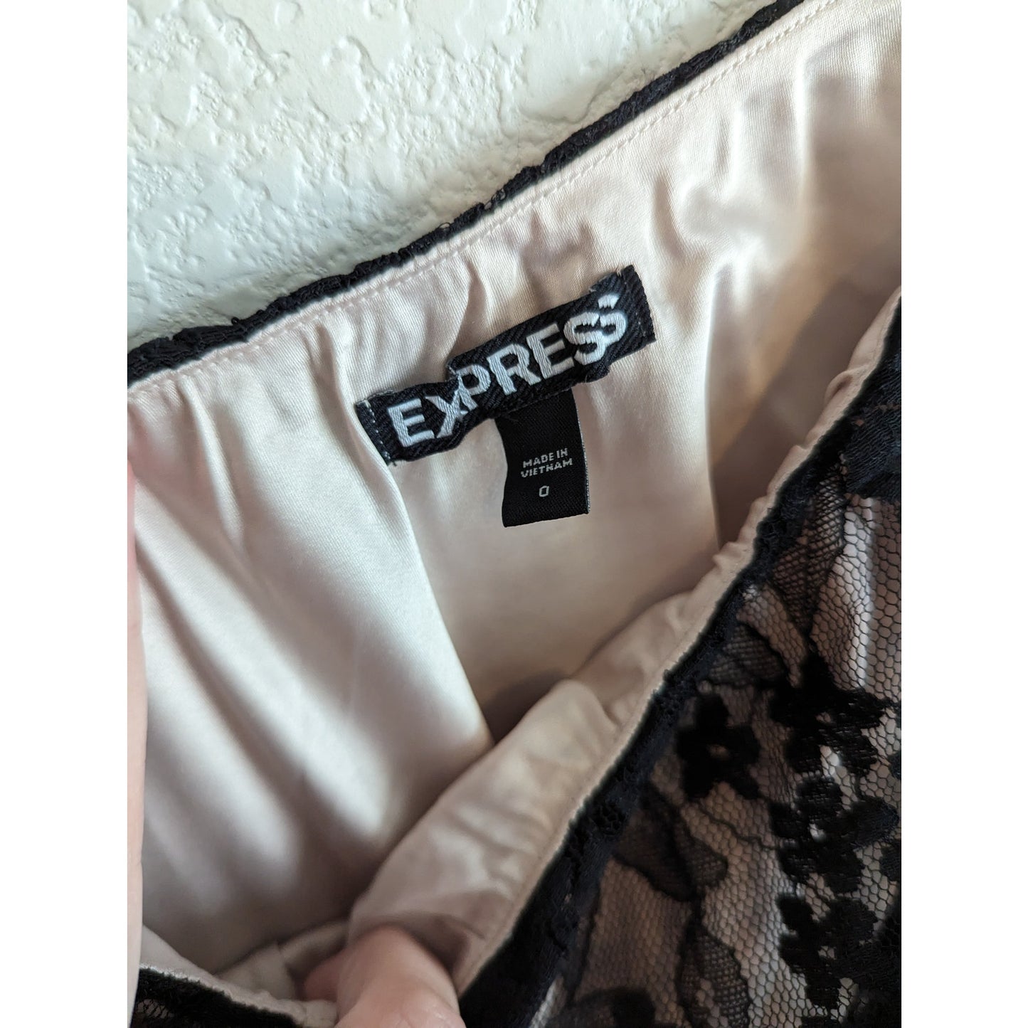 Express Womens Sz 0 Mini Dress Black One Sleeve Lace Night Out Party