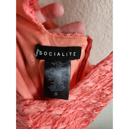 Socialite Womens Sz S Knee Length A Line Dress Coral Pink Sleeveless