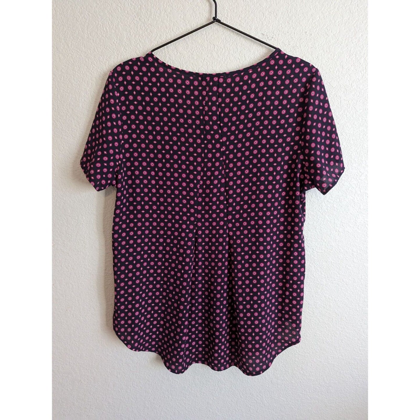 Anthropologie Pleione Womens Sz XS Short Sleeve Blouse Pink Dot Print