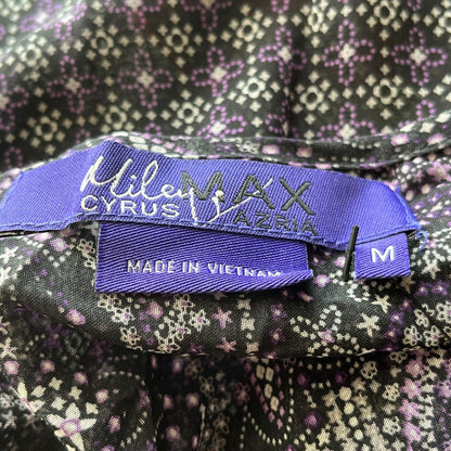 Miley Cyrus Max Azria Womens Sz M Black and Purple Paisley Print Blouse NEW