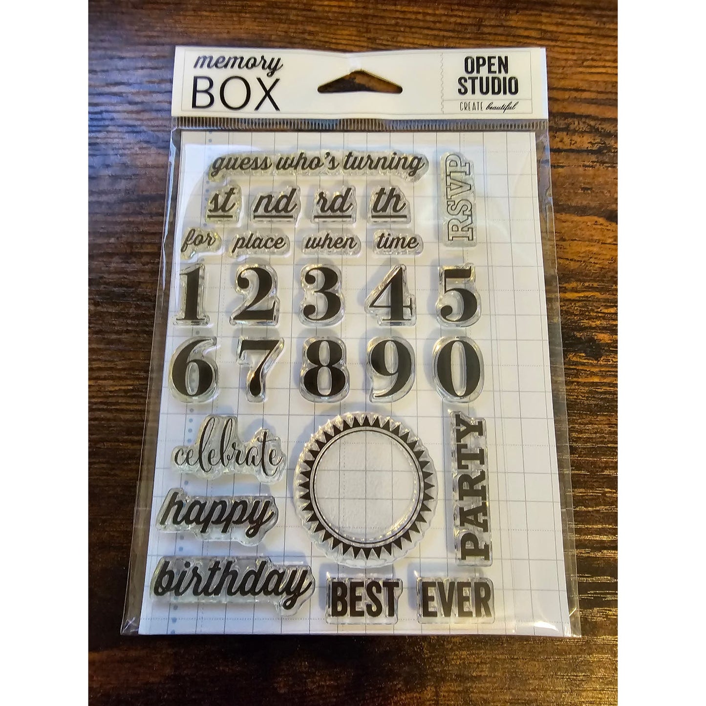 Memory Box Open Studio Clear Rubber Stamp Set Party Time Birthday