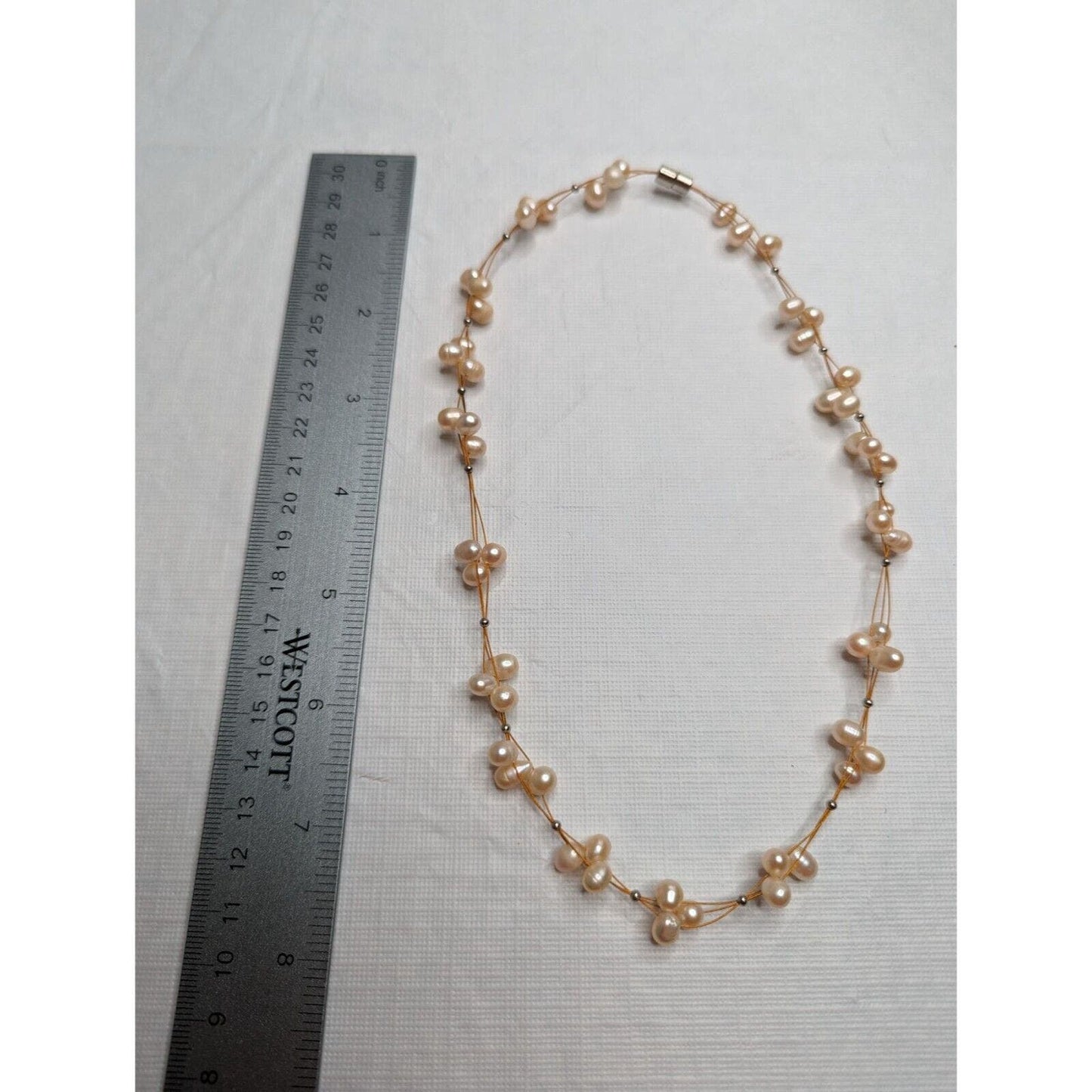 Vintage 1960s Faux Champagne Pearl Cluster Necklace Dainty Estate Find