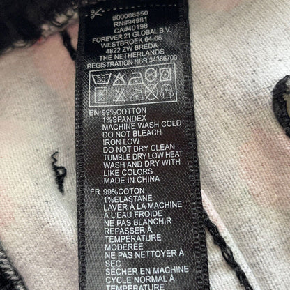 Forever 21 Premium Denim Shorts Black Pink Floral Jean Shorts