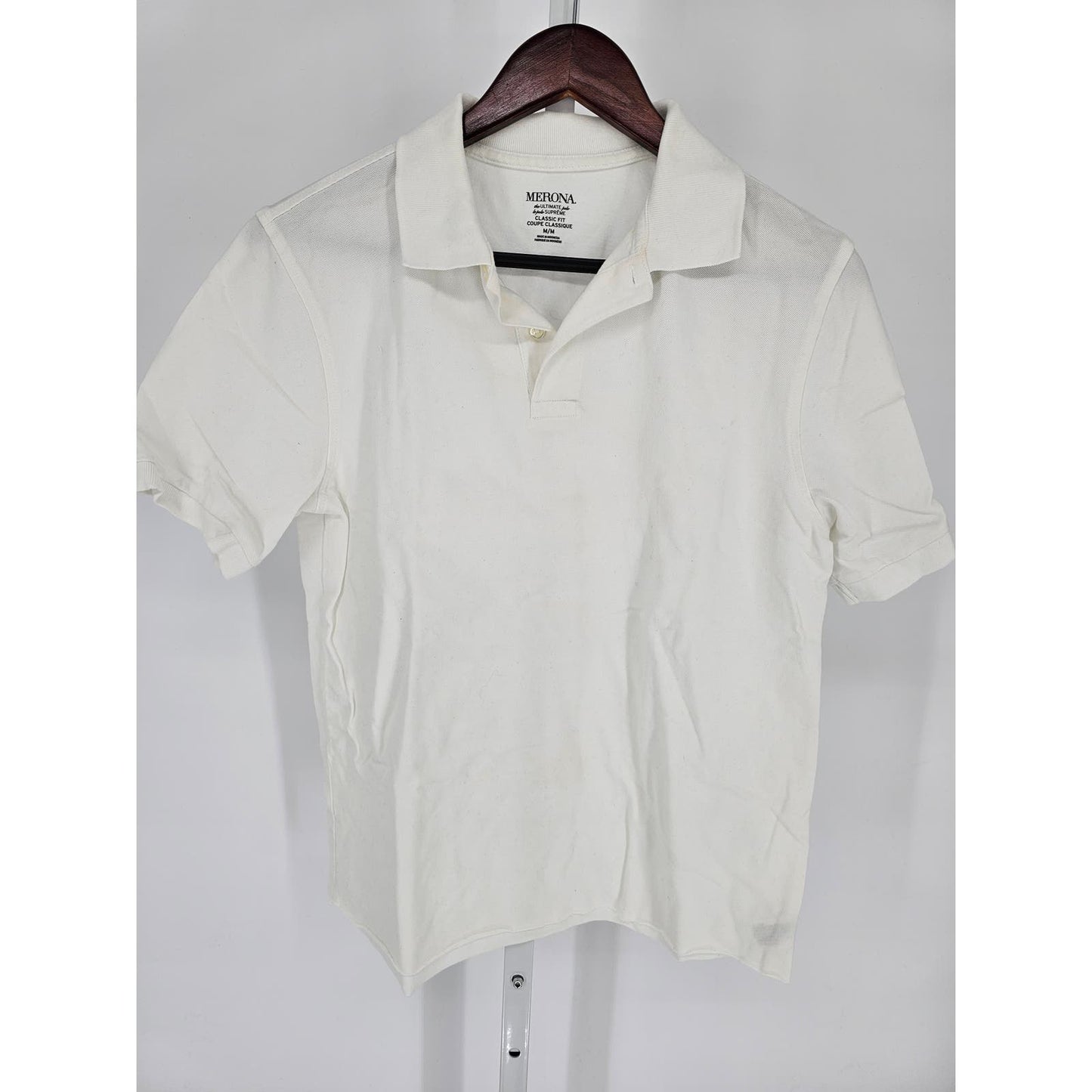 Merona Womens Sz M Classic Fit Short Sleeve Polo Shirt Solid White