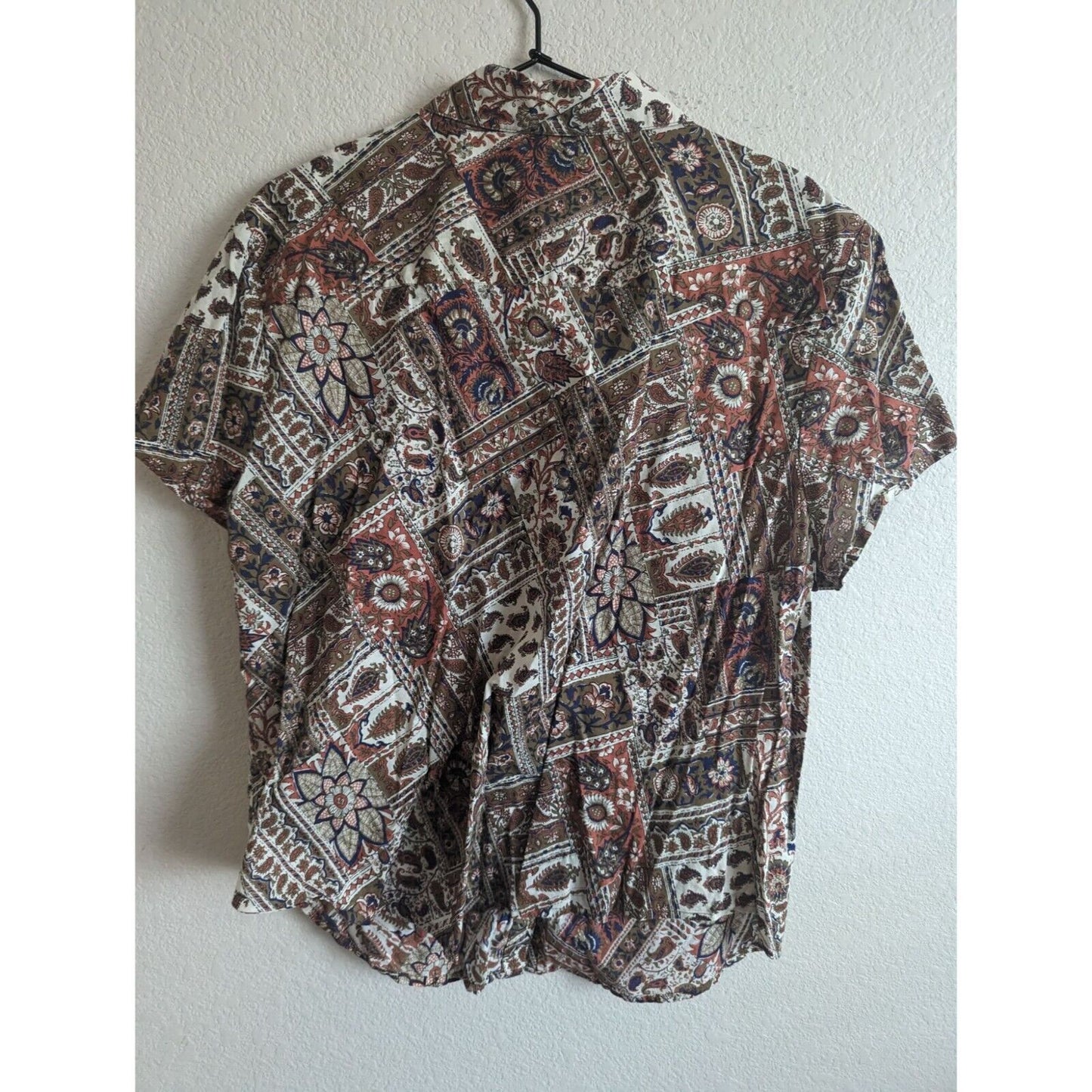 Charter Club Woman Sz 18W Short Sleeve Button Down Blouse Brown Floral