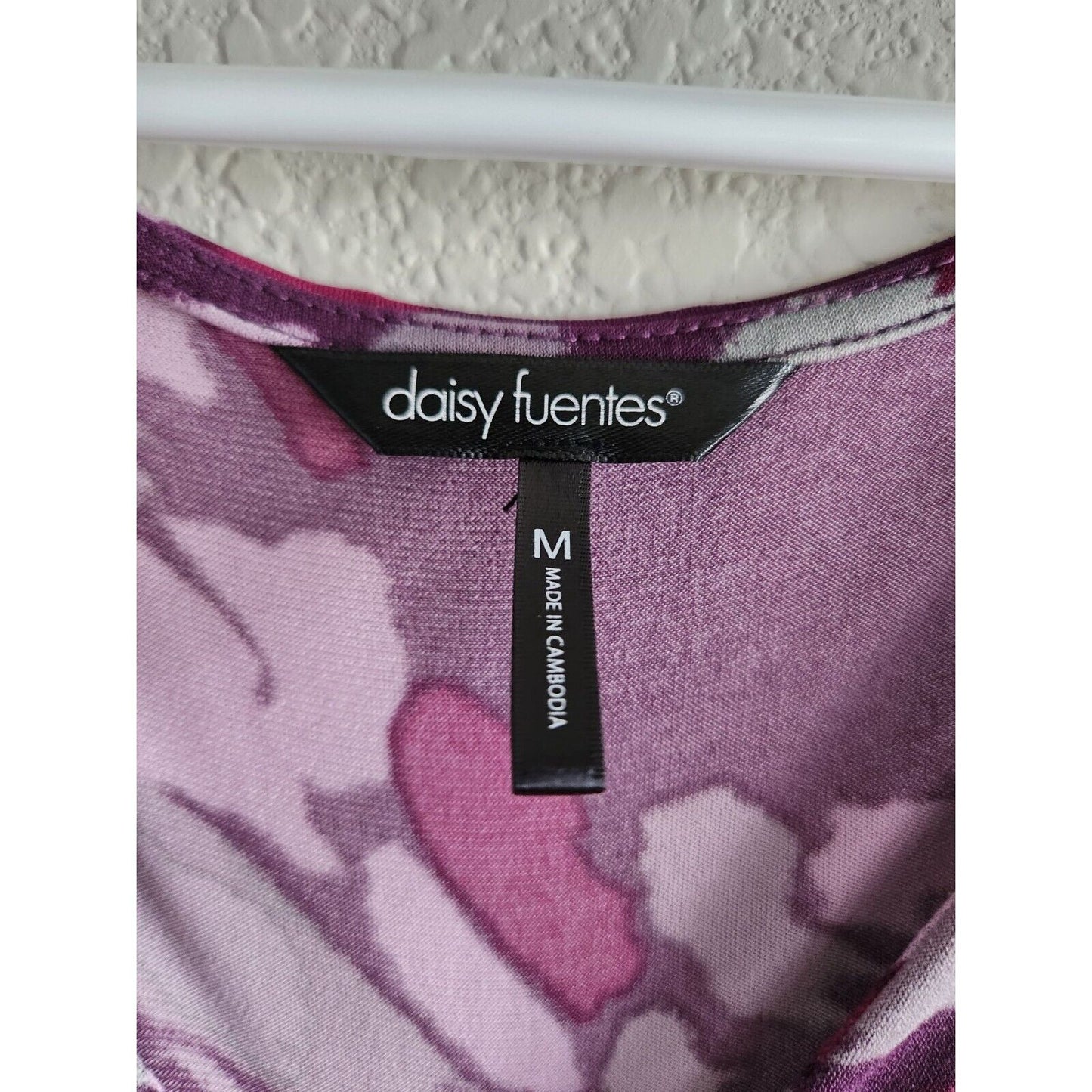 Daisy Fuentes Womens Sz M Knee Length Short Sleeve Dress Purple Knotted Front