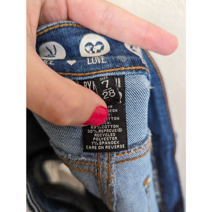 Rewash Womens Sz 7 Super High Rise Mom Blue Jean Shorts Distressed