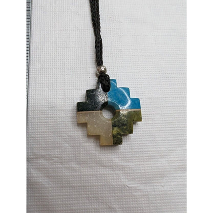 Vintage Southwestern Aztec Stone Single Stone Pendant Necklace