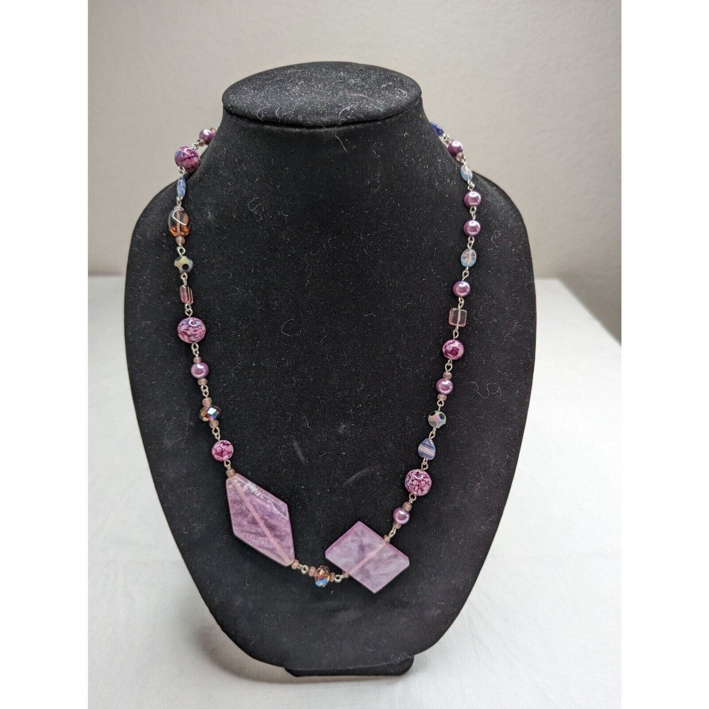 Vintage Purple Glass Beaded Single Strand Necklace