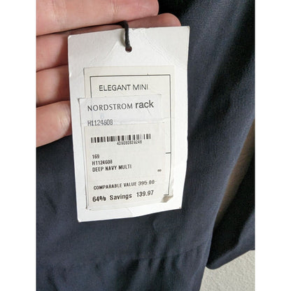 Theory Womens Sz 8 Elegant Mini Dress Deep Navy Off Shoulder NEW