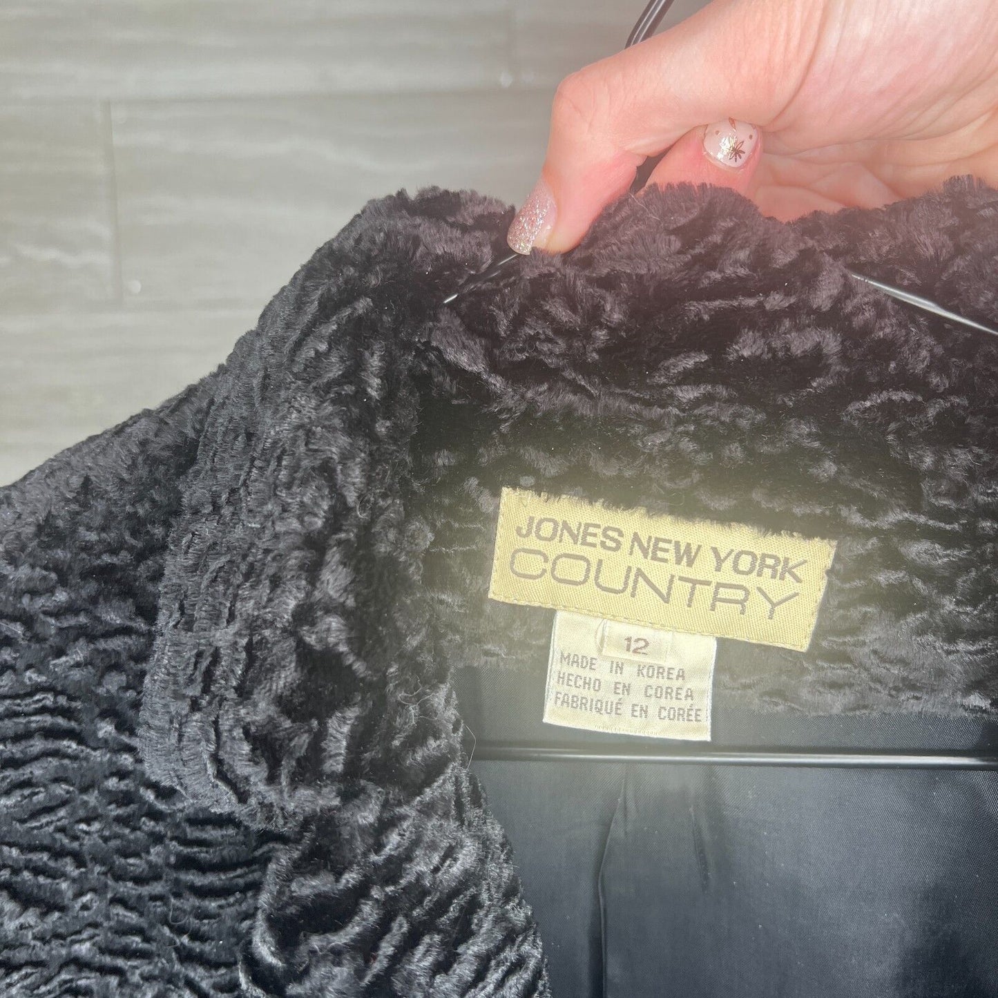 Jones New York Country Vintage Womens 2 Button Jacket Black Ruched