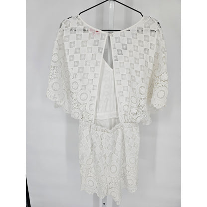 Red Carter Womens Sz M Swimsuit Cover Up White Crochet Lace Boho