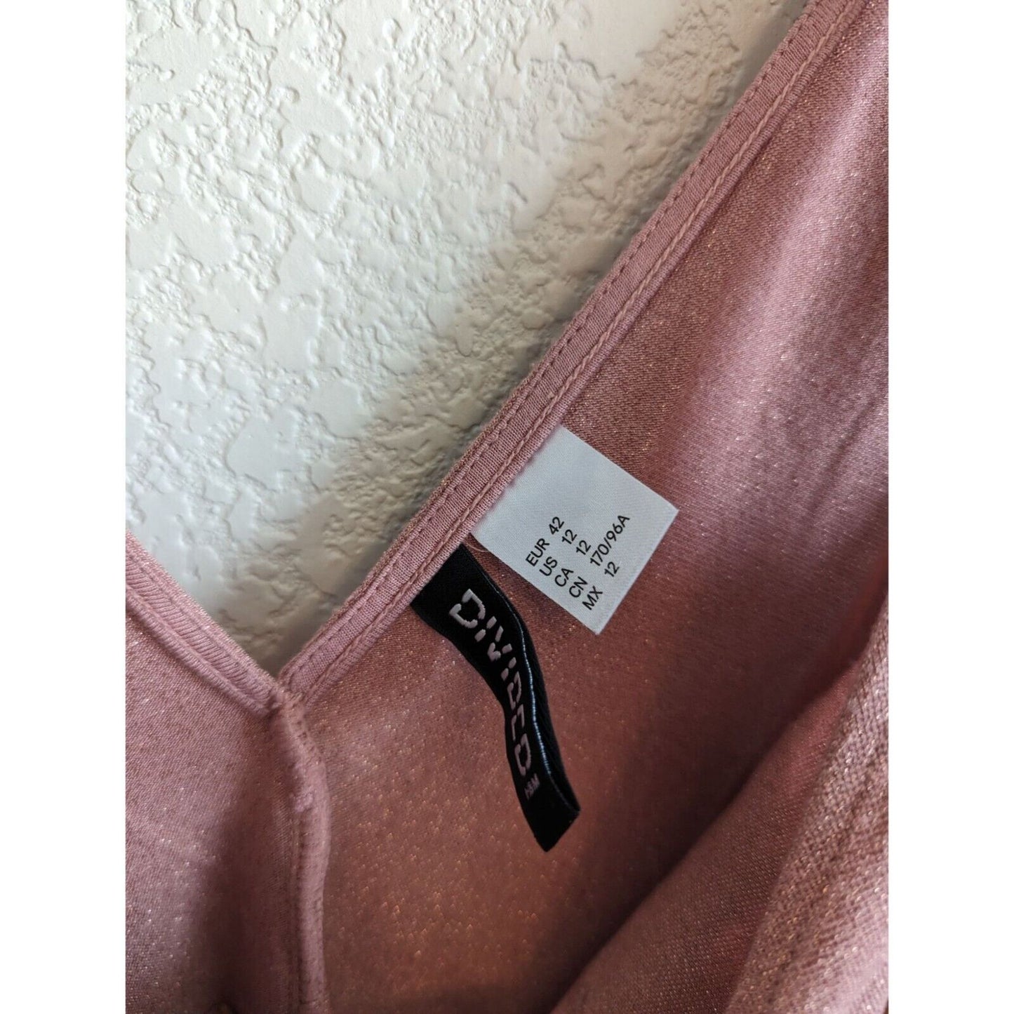 Divided by H&M Womens Sz 12 Knee Length Dress Blush Pink Metallic Party