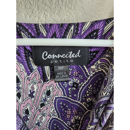 Connected Apparel Womens Sz 10P Midi Dress Purple Mandala Print