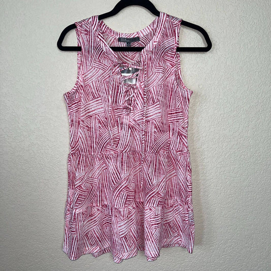 89th & Madison Womens Sz S Pink White Striped Tank Blouse Lace Front