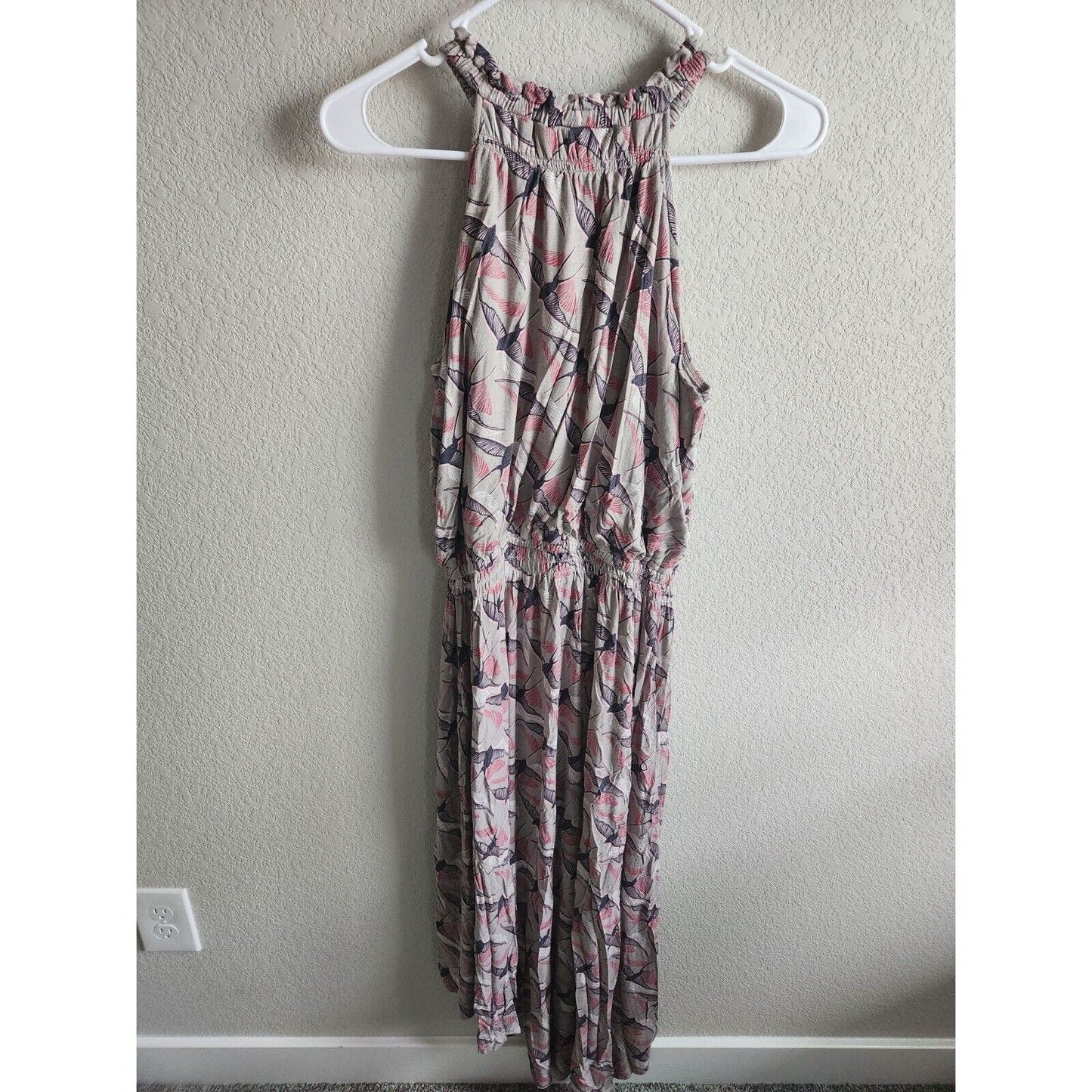 Apt 9 Womens Sz S Maxi Dress Sparrow Print Pink and Gray Sleeveless