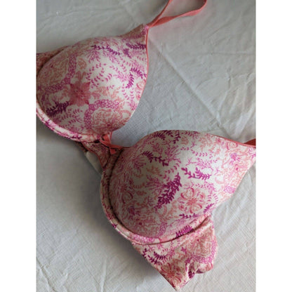 Maidenform Womens Sz 36B T Shirt Bra Pink and Purple Floral