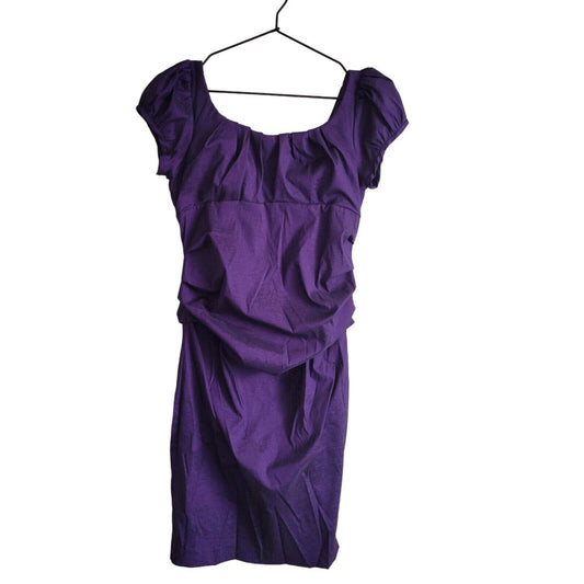 S.L. Fashions Womens Sz 10 Midi Bodycon Formal Dress Purple Short Sleeve