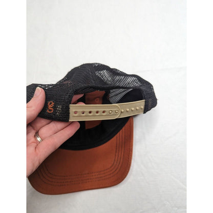 Powderhorn Mens Snapback Trucker Hat Front Patch Orange Gear Headwear