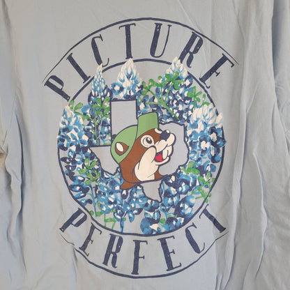 Bucees Texas Adult Sz L Short Sleeve T Shirt Picture Perfect Light Blue