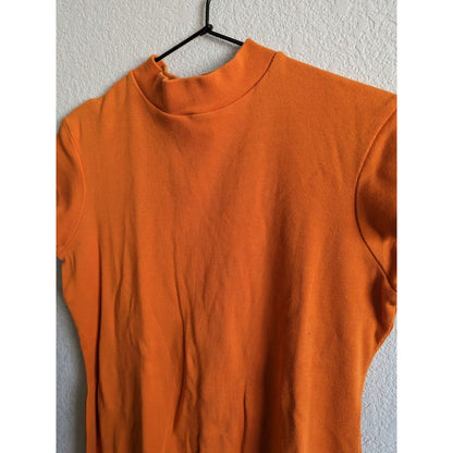 Vintage Moda International Womens Sz L Rust Orange Ribbed Short Sleeve Top