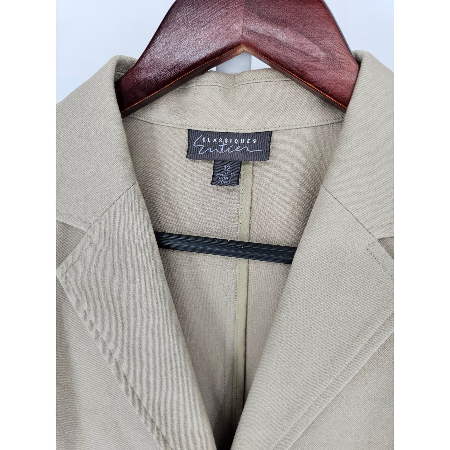 Vintage 1990s Classiques Entier Womens Sz 12 3 Button Cotton Blazer Taupe