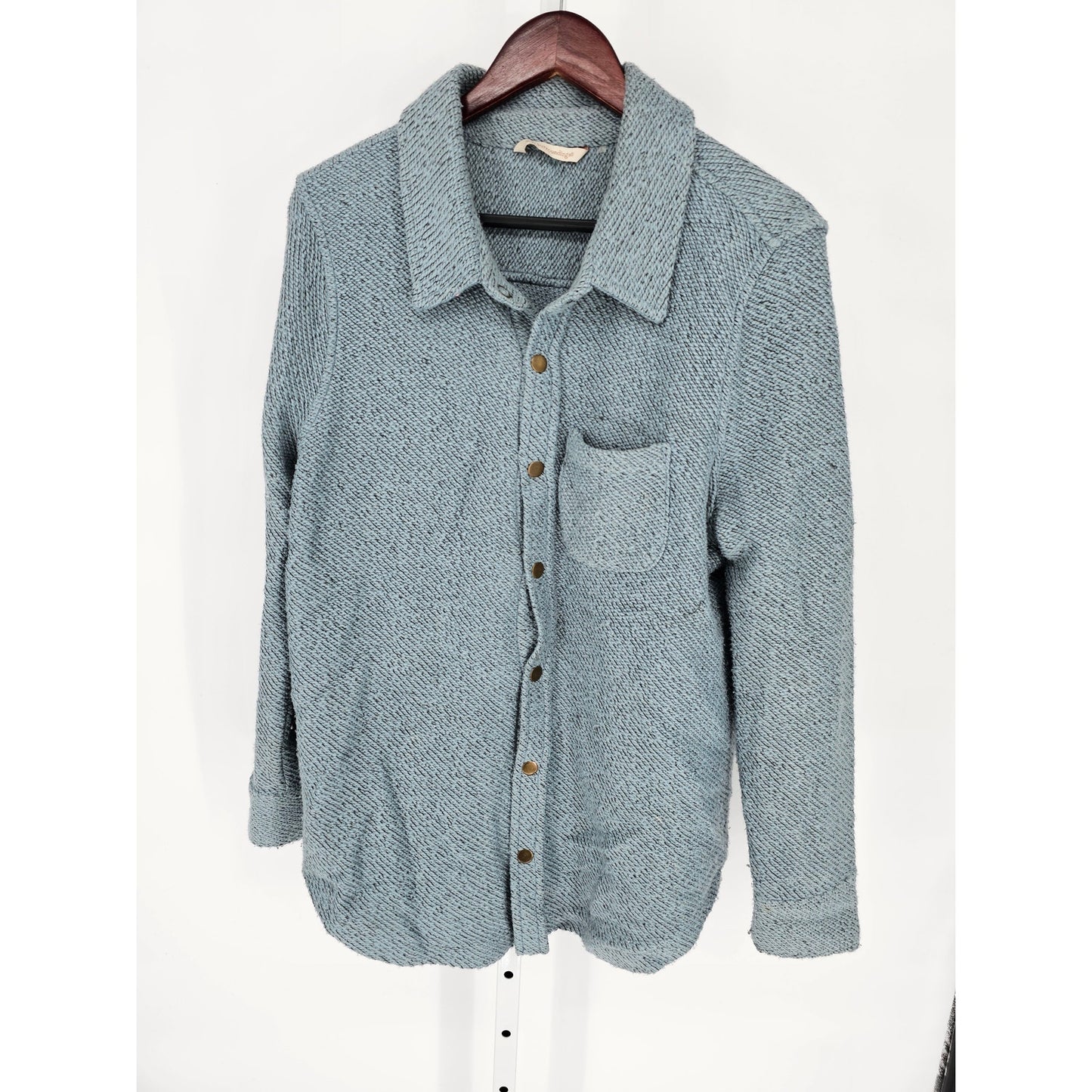 Soft Surroundings Womens Sz 1X Snap Front Boyfriend Shacket Light Blue Cotton