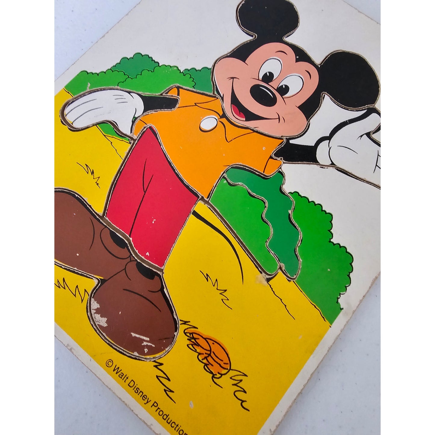 Vintage Playskool Mickey Mouse Wood Puzzle 190-05 - Walt Disney - 8 Pieces