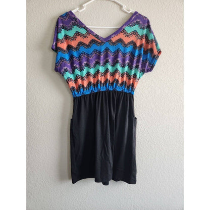 Vintage 1990s Weavers Womens Sz S Chevron Rainbow Tunic Top