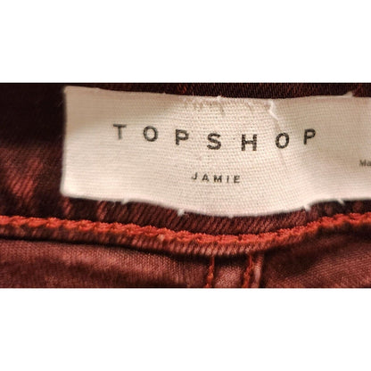 Topshop Jamie Womens Sz 28 Skinny Jeans Dark Red Stonewash