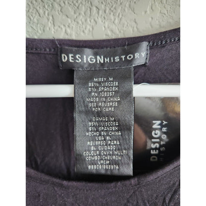 Design History Womens Sz M Short Sleeve Maxi Dress Black Chevron NEW